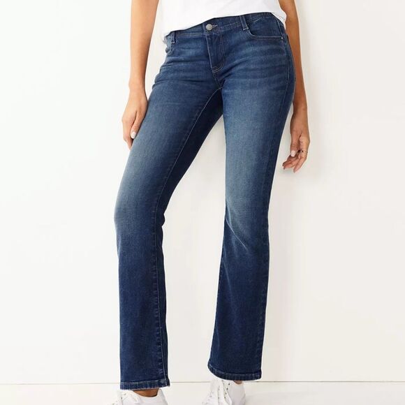 New! Nine West Santa Monica Bootcut Mid Rise Bootcut Curvy Blue Jeans Sz 6/27 - Picture 1 of 13